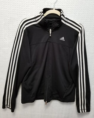 ADIDAS Womens FULL ZIP UP JACKET RN 88387 CA 40312 BLACK Striped