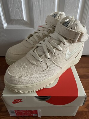 Stussy Nike Air Force 1 Mid Fossil Men 7 Women 8.5 NEW DJ7841-200