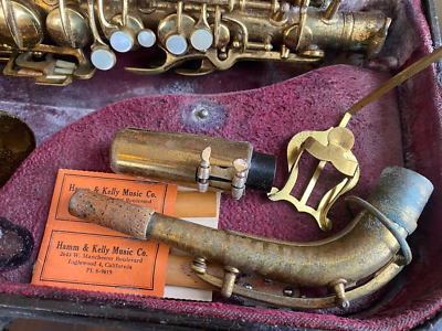 PAN AMERICAN ELKHART USA SAXOPHONE LACQUERED BRASS NEEDS WORK | eBay