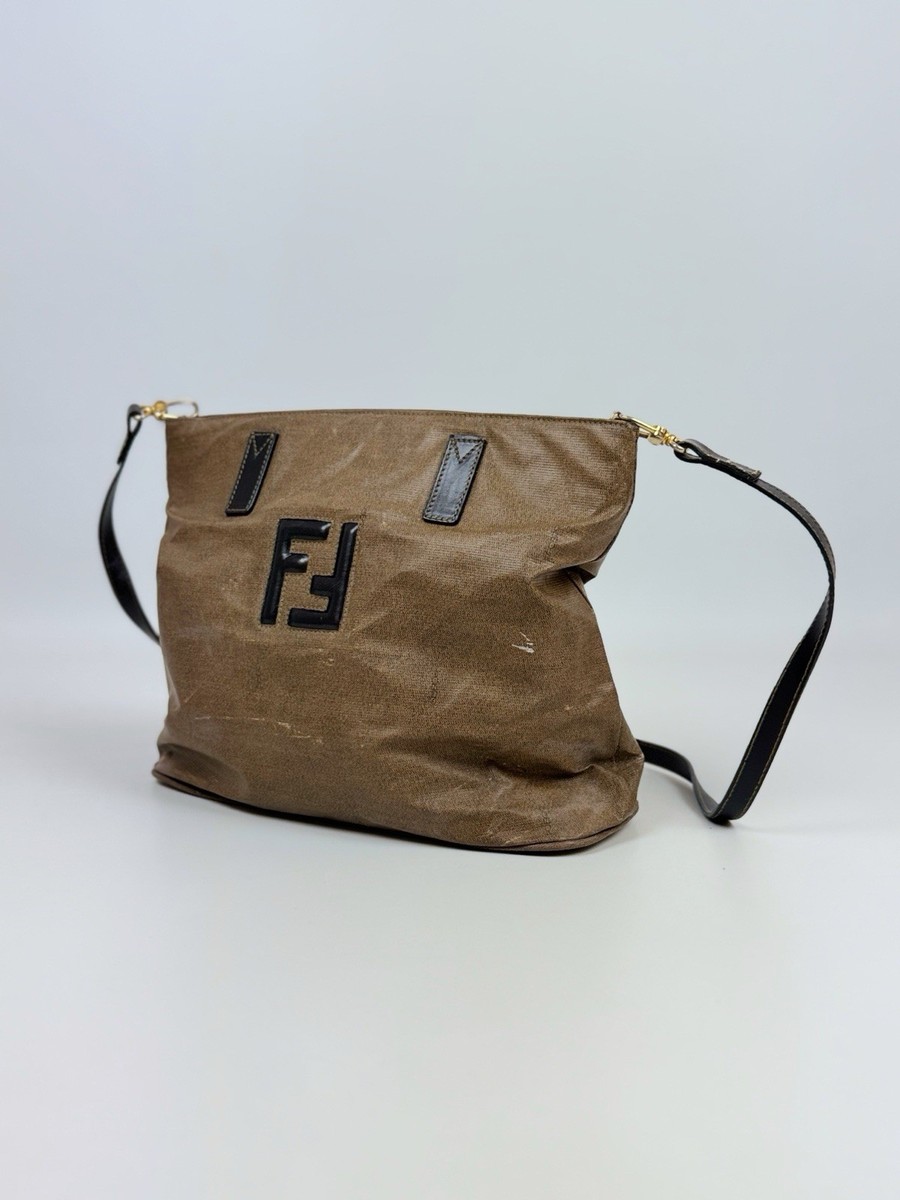 1990's Vintage Distressed Fendi Logo PVC Shoulder Bag | eBay