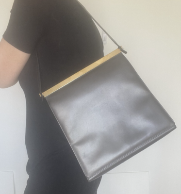 GUCCI TOM FORD era Vintage Grey Flap Leather Shoulder Bag | eBay