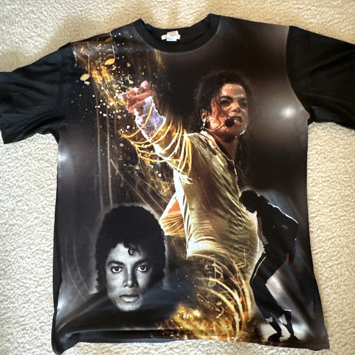 Vtg Michael Jackson T Shirt Size 3XL Black The King Of Pop Close