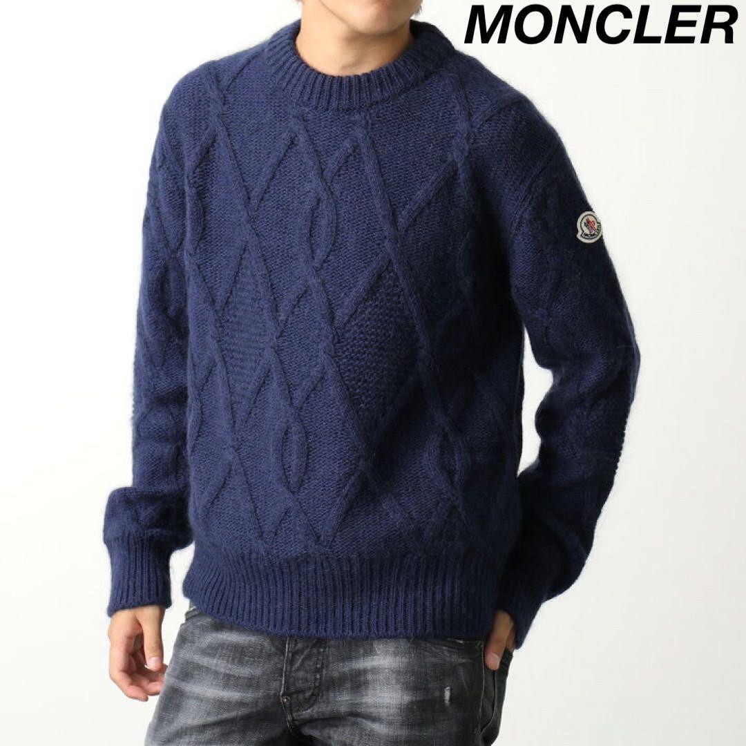 MONCLER Cable Knit Sweater Maglione Tricot Girocollo Logo Wool