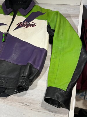 Vintage 90s Kawasaki Ninja Men's Size XXL 2XL Leather Jacket
