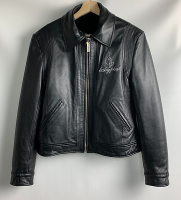 Baby Phat Vintage Reversible Jacket Black Leather/Faux Fur Collar