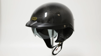 Retro Half Face Motorcycle Helmet Black Vintage Electric Car Half