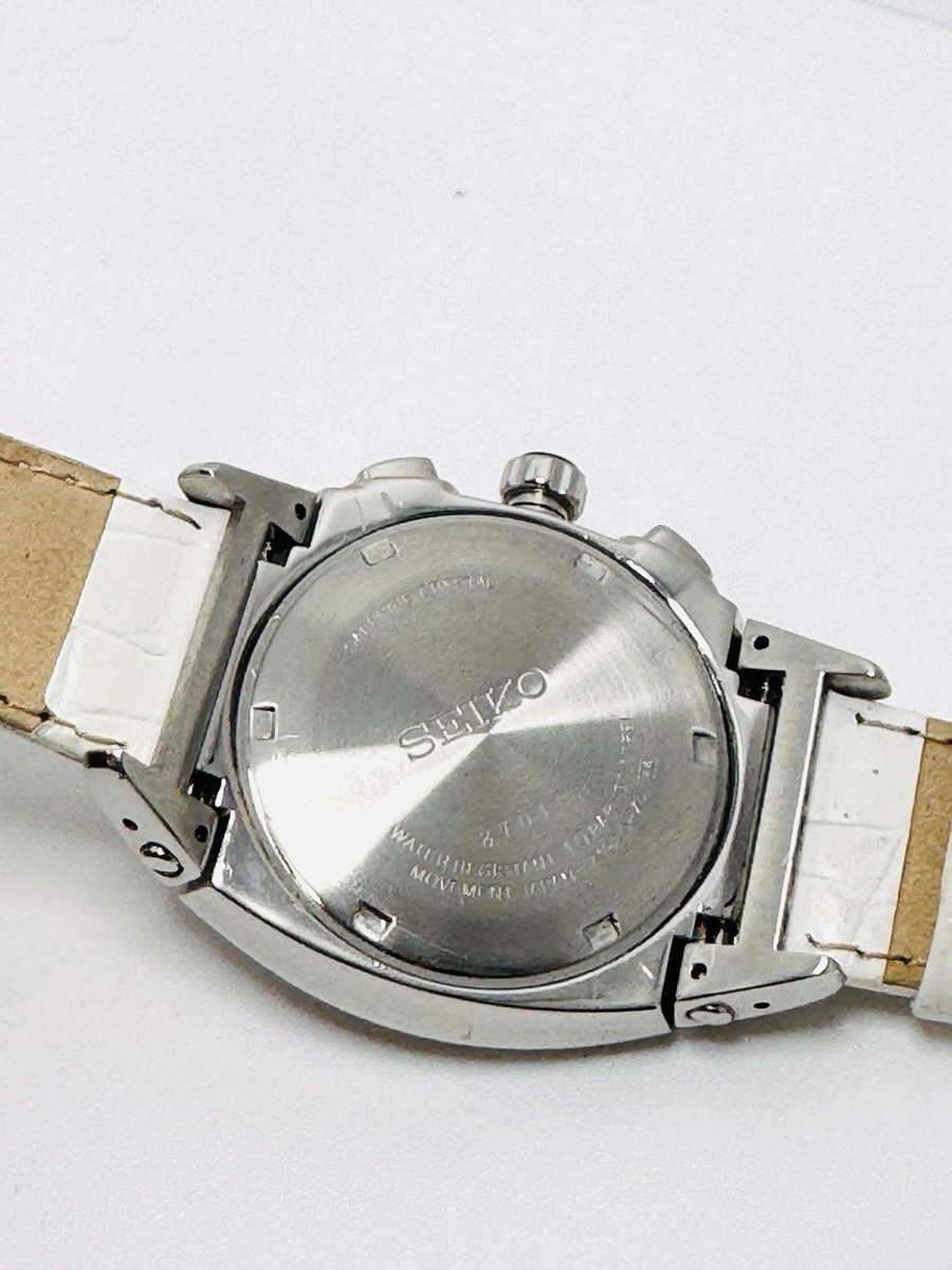 Seiko Sportura 7T92 Diamond Chronograph White Dial Sapphire