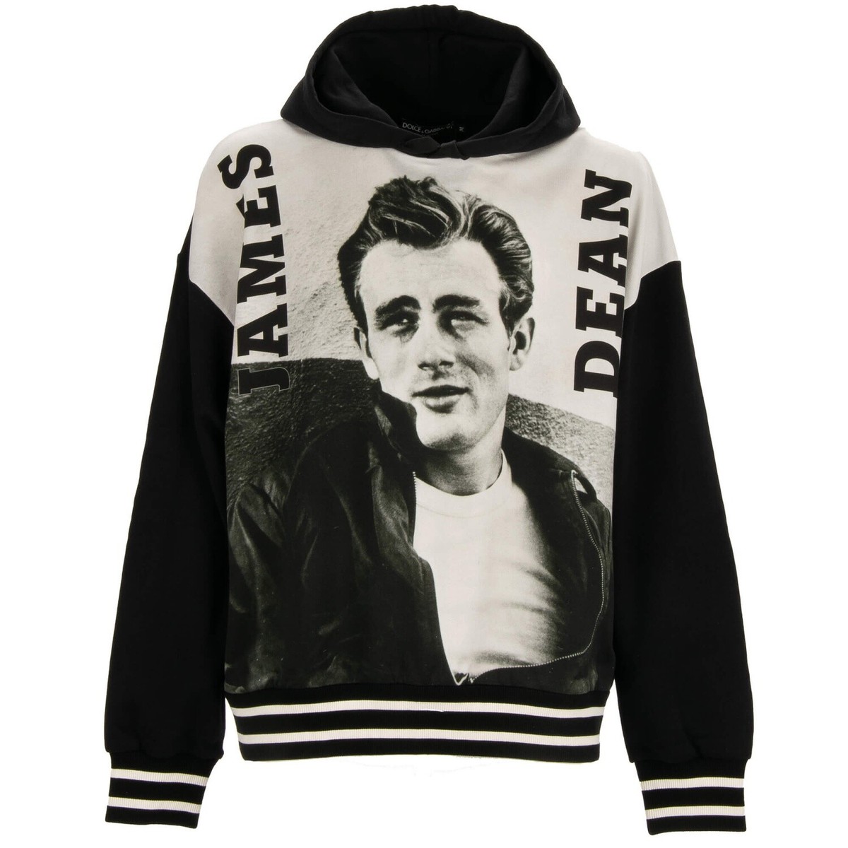 DOLCE & GABBANA James Dean Oversized Hoodie Sweater Black White