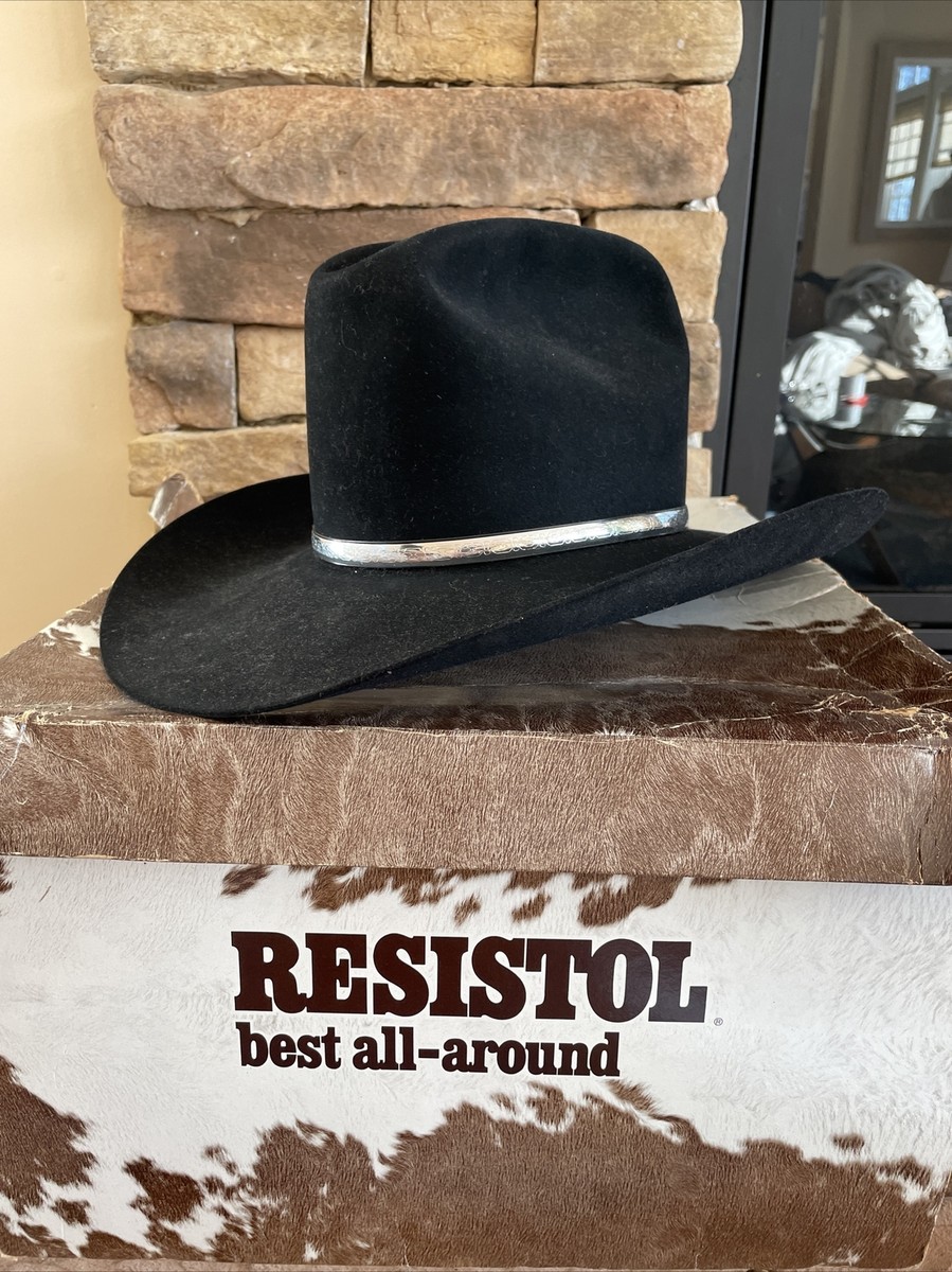 Vintage Resistol Cowboy Hat 6 3/4 Black Felt 4x Beaver Quicksilver