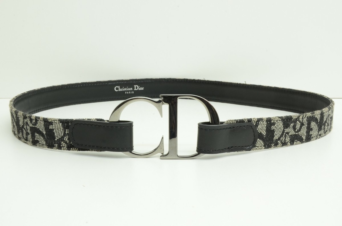 Authentic Christian Dior Belt CD Logo Buckle Vintage Trotter