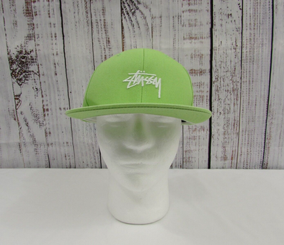 Stussy Embroidered Logo Men's Green Snapback Flat Bill Hat VGC | eBay