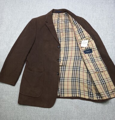 Burberry London 100% Cotton Blazer Sport Jacket Nova Check Brown