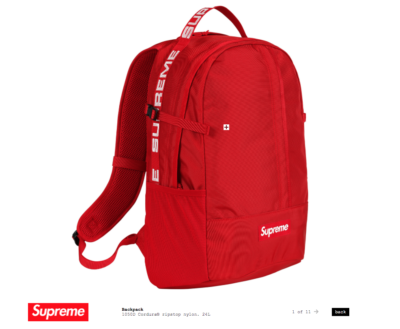 Supreme SS18 Red Cordura 24L Ripstop Nylon Backpack Bag IN HAND