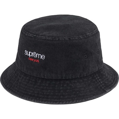 Supreme SS25 Cotton Denim Crusher Hat Black Classic Logo Size M/L