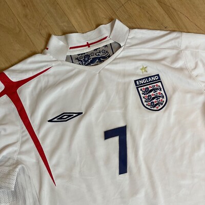 VINTAGE ENGLAND 2005/2006 #7 DAVID BECKHAM FOOTBALL JERSEY UMBRO