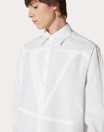 New $990 Valentino Garavani V Logo Oversized White Dress Shirt 39