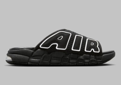 Nike Air More Uptempo Slide Black White DV2137-001 Men's Sizes
