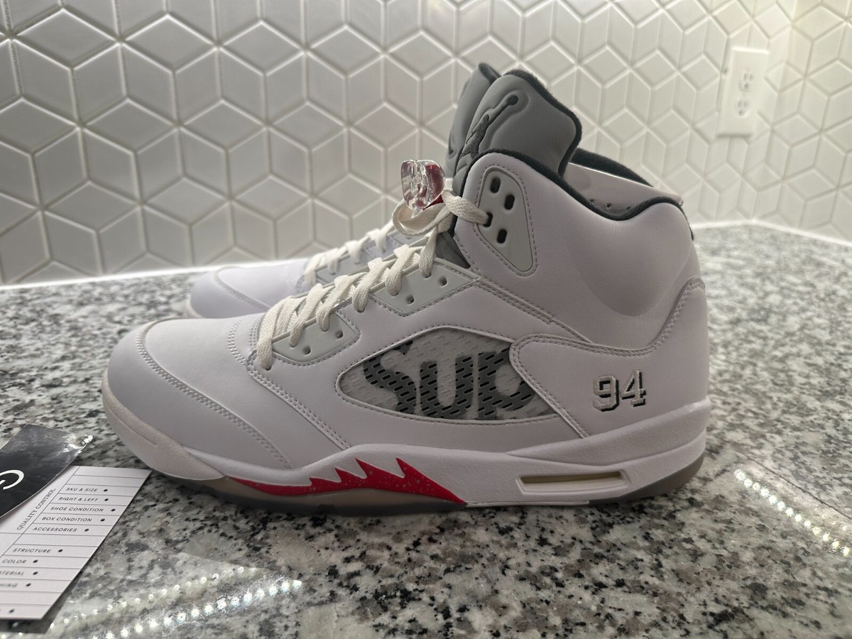 NEW - Air Jordan 5 Retro x Supreme White (824371-101) Size 14 | eBay