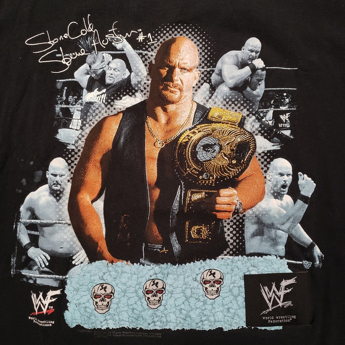 Vtg 90s WWF STONE COLD Talking Tee T-Shirt WWF World Wrestling