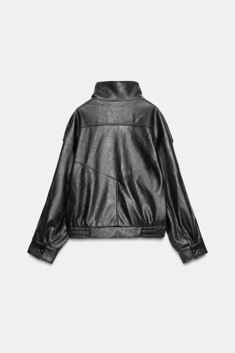 Zara AW 2025 VIRAL Black Faux Leather Jacket All Sizes Ref 4391