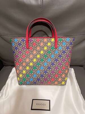 New Auth Gucci Childrens Rainbow Stars mini Tote Handbag Bag