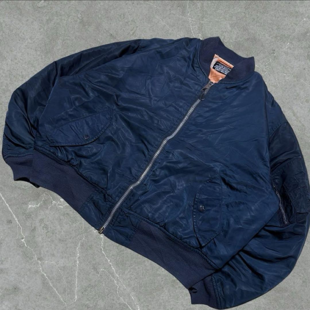 Schott MA-1 Military Flight Bomber Jacket XL Vintage Style Navy