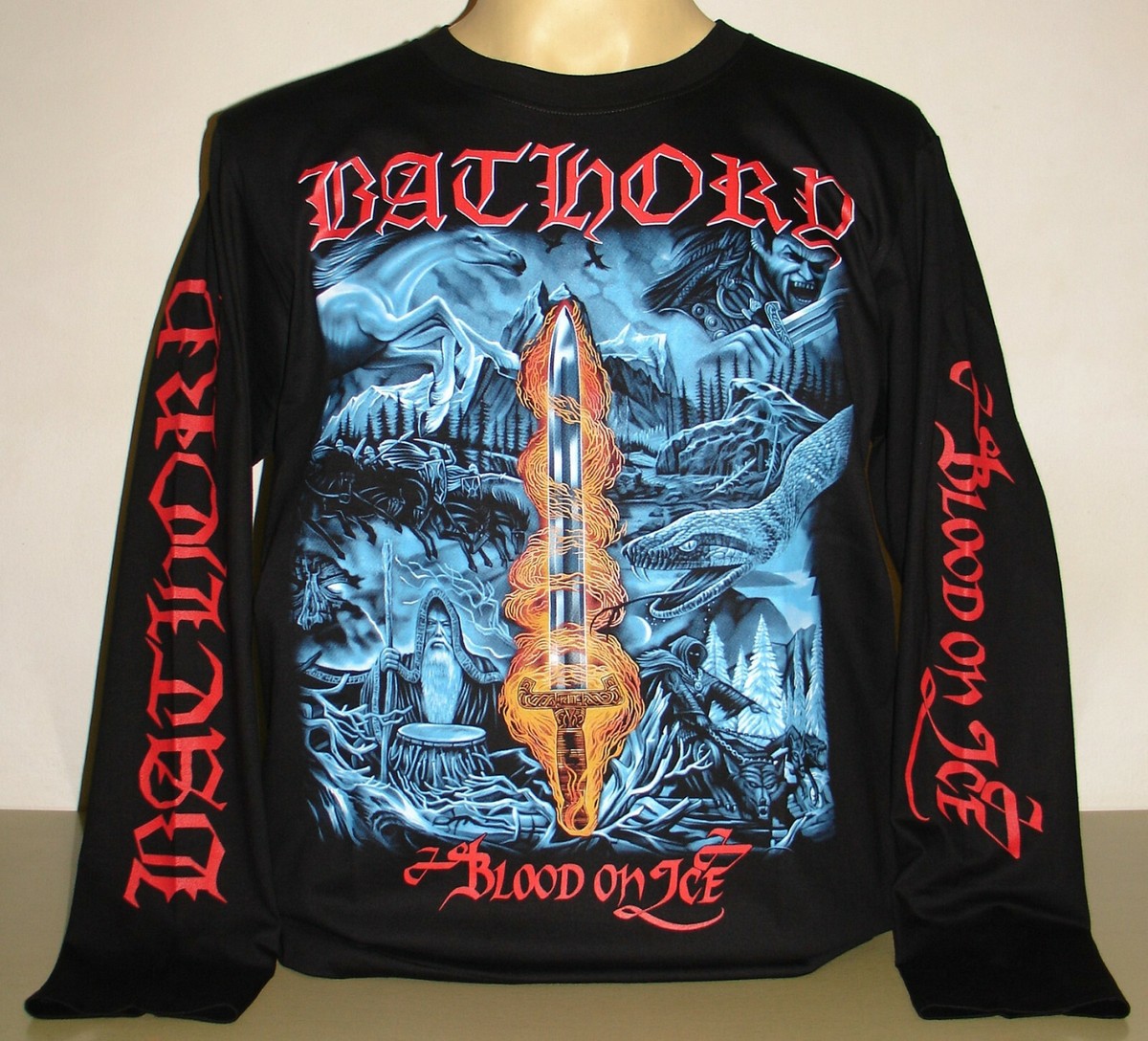 Bathory Blood On Ice Long Sleeve T-Shirt Size S M L XL 2XL 3XL