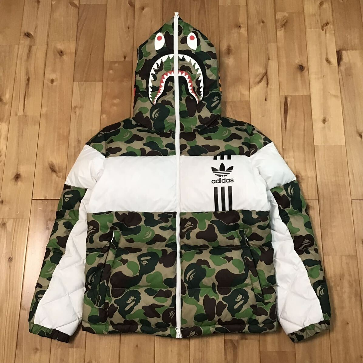 BAPE × Adidas Shark full zip hoodie Puffer Down Jacket A Bathing