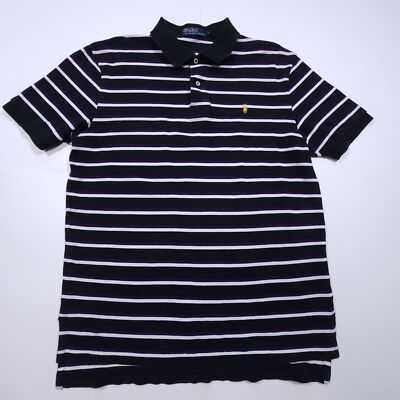 Polo Ralph Lauren L Black Polo Shirt Horizontal Stripe | eBay