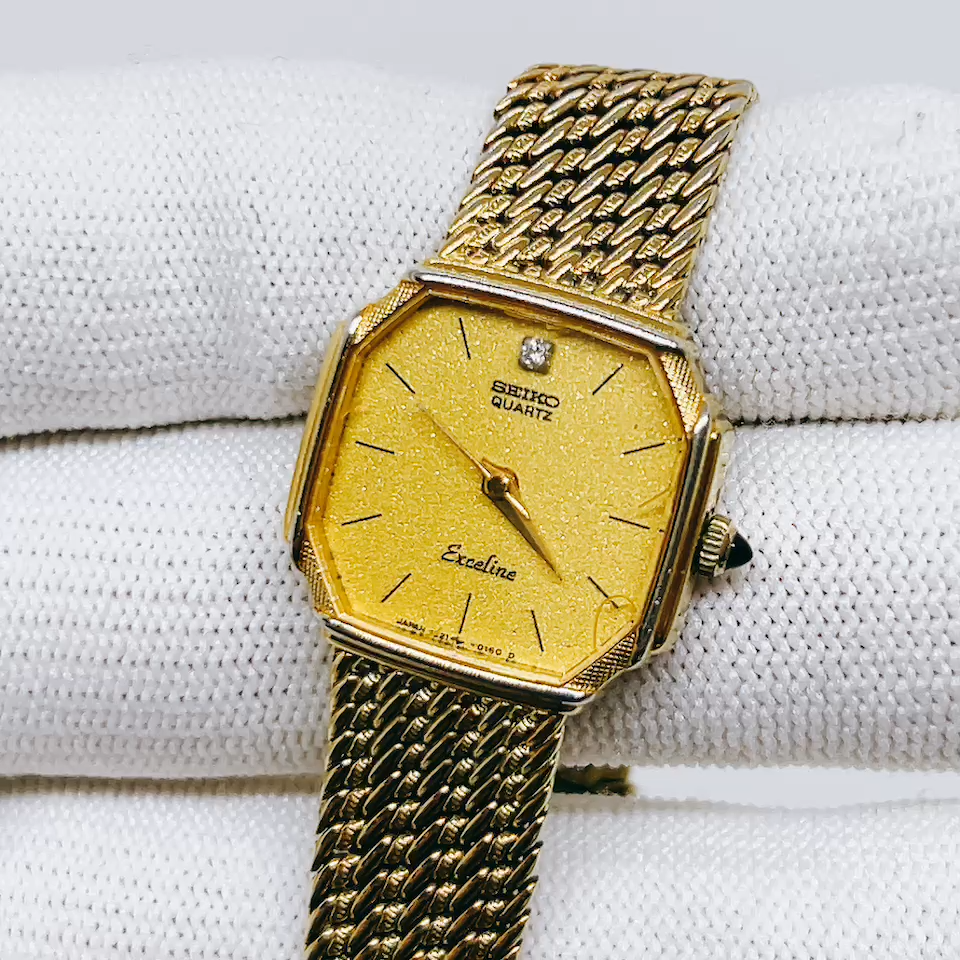 Seiko Exceline 1221-5080 Quartz Men's Gold Dial Japan Vintage