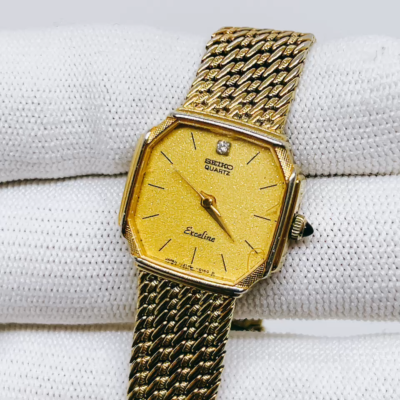 Seiko Exceline 1221-5080 Quartz Men's Gold Dial Japan Vintage