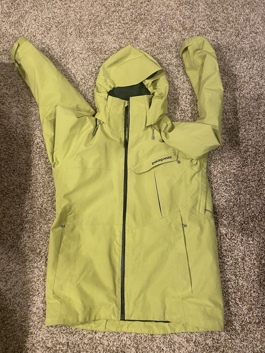 Patagonia Mens Goretex Jacket RECCO Medium Sharpie Yellow Green
