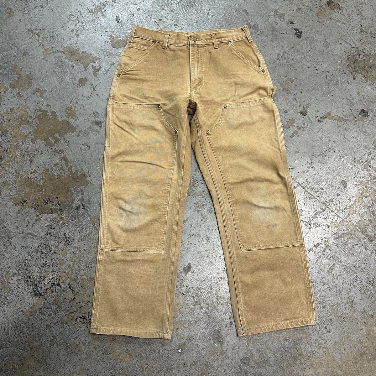 Carhartt Tan Double Knee Carpenter Pants 32x30 Workwear Faded