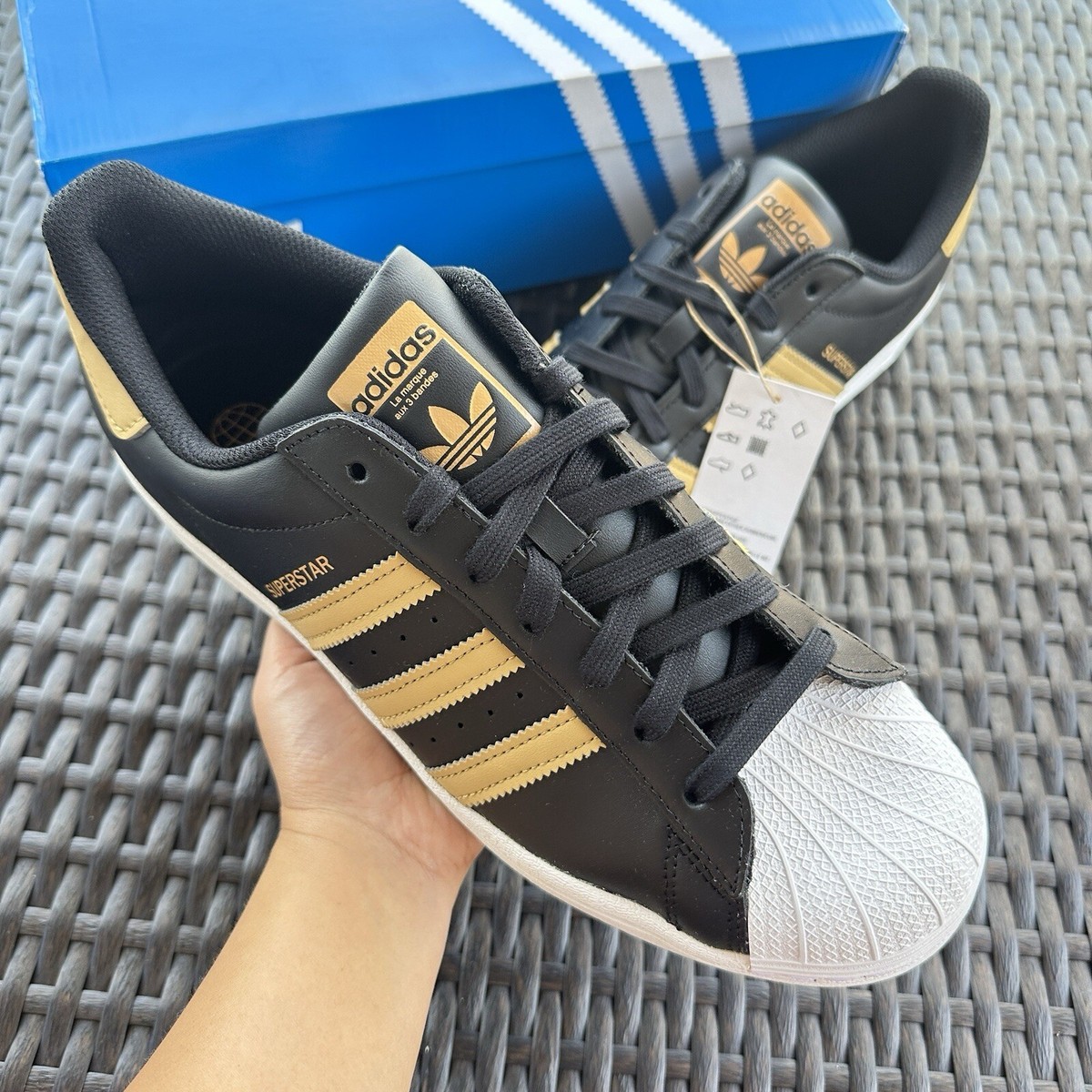 Adidas Superstar Black Magic Beige Men's Athletic Shoes HP5498