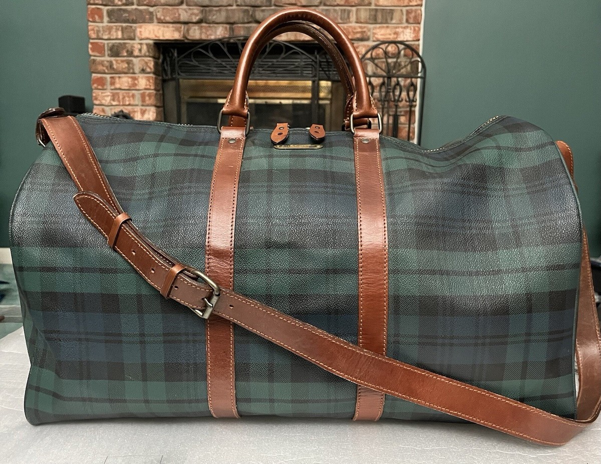 Polo Ralph Lauren Boston Travel Duffle Handbag Bag Green PVC