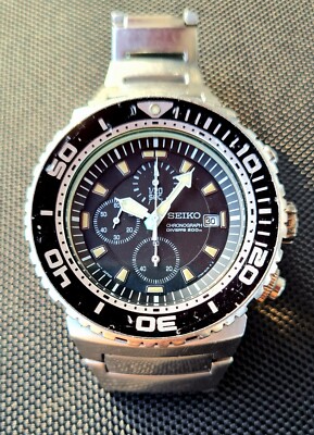 Seiko Caesar Black Dial 7T92-OJGO Rare Quartz Diver 200m | eBay