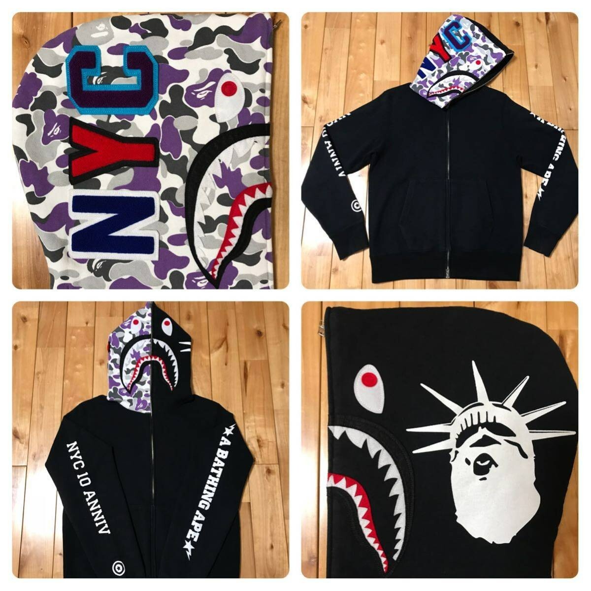 2015 BAPE New York 10th Anniversary shark full zip hoodie A