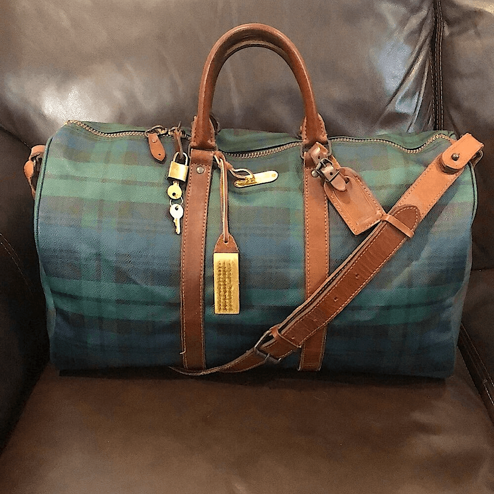 RALPH LAUREN Black Watch Plaid Boston Travel Shoulder Bag 48cm | eBay