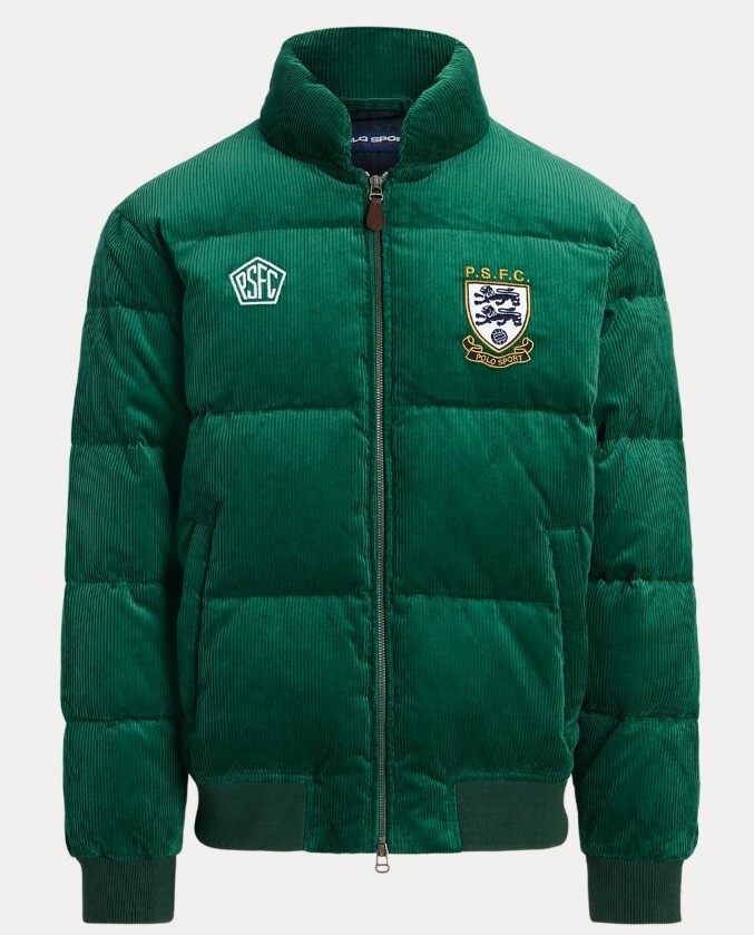 POLO RALPH LAUREN POLO SPORT CORDUROY DUCK DOWN FILL JACKET GREEN