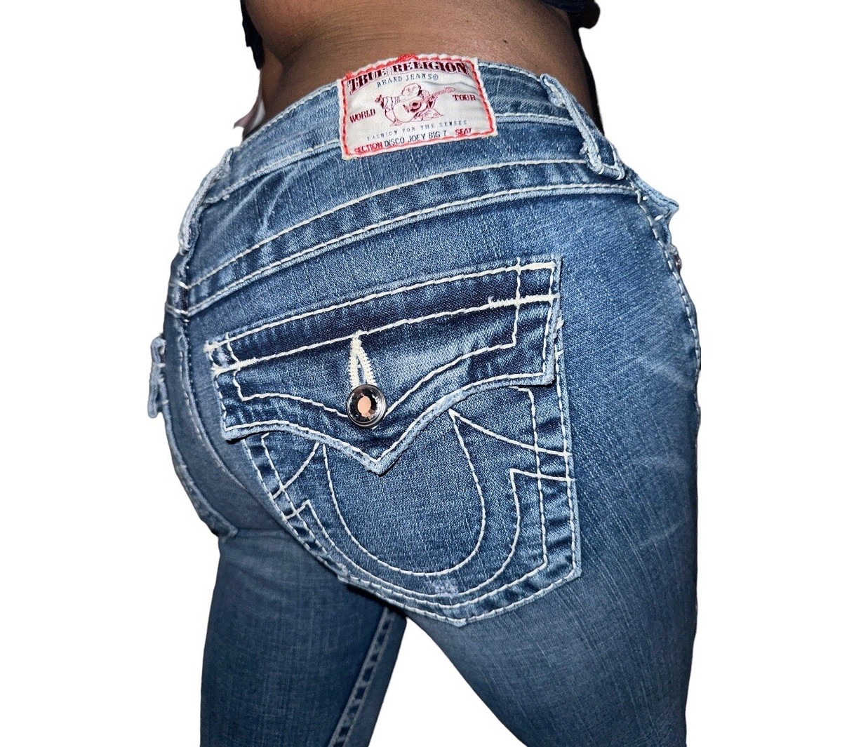 True Religion Jeans 27 VTG Y2K USA Disco Joey Big T Rhinestone