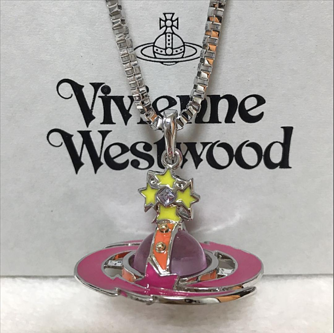 Vivienne Westwood Shooting Star Small Orb Necklace Pink Star IN