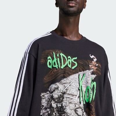 adidas x Korn Long Sleeve T-shirt Black Tee Size JP 2XS-2XL Japan