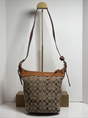 Coach Vintage Brown Crossbody Shoulder Bag Signature Canvas