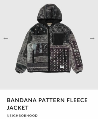 Neighborhood Japan Bandana Pattern Fleece Black Jacket XL