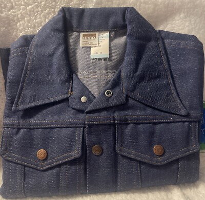 VINTAGE 60s 70s -Montgomery Ward Jean Jacket -size 16 - Blue Denim