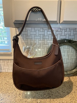 Vintage Coach Neo Ergo Pocket Zip Neoprene & Leather Satchel Purse