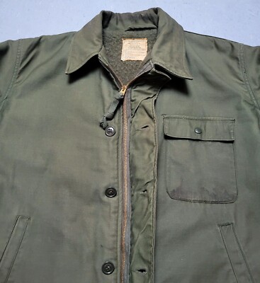 Vtg USN A-2 Deck Jacket w Stencil US NAVY Cold Weather Field Coat