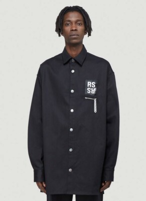 Raf Simons Oversized Denim Button Shirt Patch LARGE Black | eBay