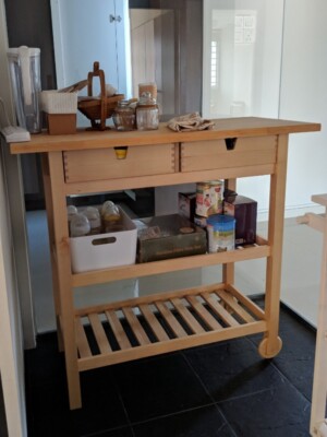 New IKEA FORHOJA White Solid Birch Kitchen Cart (39 ⅜x16 ⅞