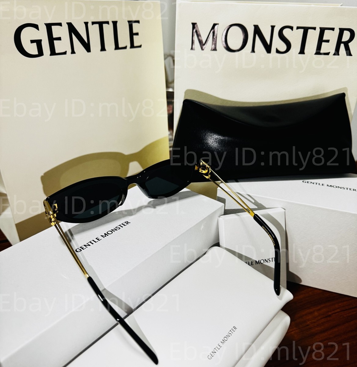 GentleMonster Sunglasses KUNST 01GD Black Frame Black Lenses | eBay